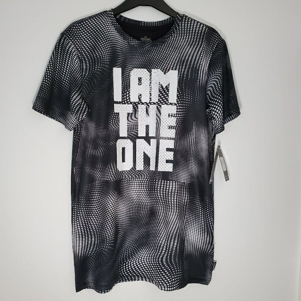 ‎SPALDING boys' performance t-shirt XL 18/20 Black & White